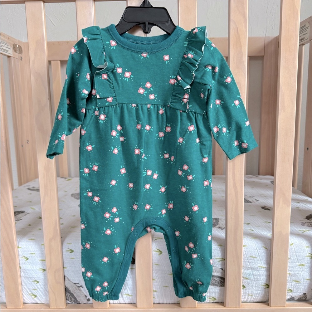 Cat & Jack Floral Green Baby Romper